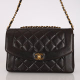 Chanel Medium Diana Black Lambskin 1996 24K GP