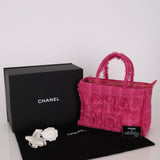 Chanel 2019 Pink Tweed Logo Zip Shopping Tote