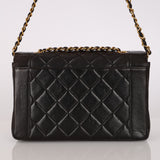 Chanel Medium Diana Black Lambskin 1996 24K GP