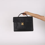 Chanel Briefcase Black Bare Caviar 1995 24K GP