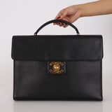 Chanel Briefcase Black Bare Caviar 1995 24K GP