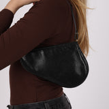 Rare Christian Dior 2001 Black Frogskin Saddle Pochette