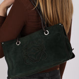 Loewe Anagram Shopper Tote Evergreen Suede