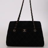 Rare Chanel 2000s Black Suede Turnlock Trapezoid Jumbo Flap