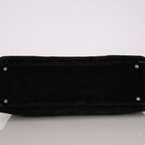 Rare Chanel 2000s Black Suede Turnlock Trapezoid Jumbo Flap