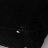 Rare Chanel 2000s Black Suede Turnlock Trapezoid Jumbo Flap