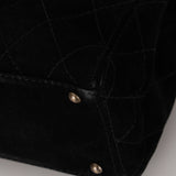 Rare Chanel 2000s Black Suede Turnlock Trapezoid Jumbo Flap