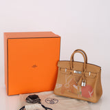 Limited Edition Hermès 2022 Biscuit Swift In and Out Birkin 25 PHW