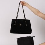 Rare Chanel 2000s Black Suede Turnlock Trapezoid Jumbo Flap