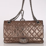 Ultra-Rare Chanel 2.55 Small Reissue Double Flap with Mini Flap Metallic Bronze Crinkled Calfskin 2009 DSHW