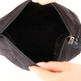 Rare Chanel 2000s Black Suede Turnlock Trapezoid Jumbo Flap
