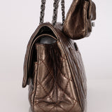 Ultra-Rare Chanel 2.55 Small Reissue Double Flap with Mini Flap Metallic Bronze Crinkled Calfskin 2009 DSHW