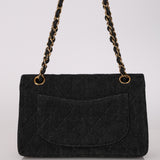 Ultra-Rare Chanel 1997 Black Denim Small Double Flap 24K GP