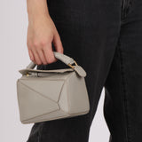 Loewe Mini Grey Puzzle with Braided Top Handle