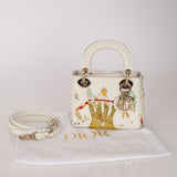Rare Christian Dior x Spencer Sweeney 2015 Blanc Leather Diorodeo Embroidered Mini Lady Bag
