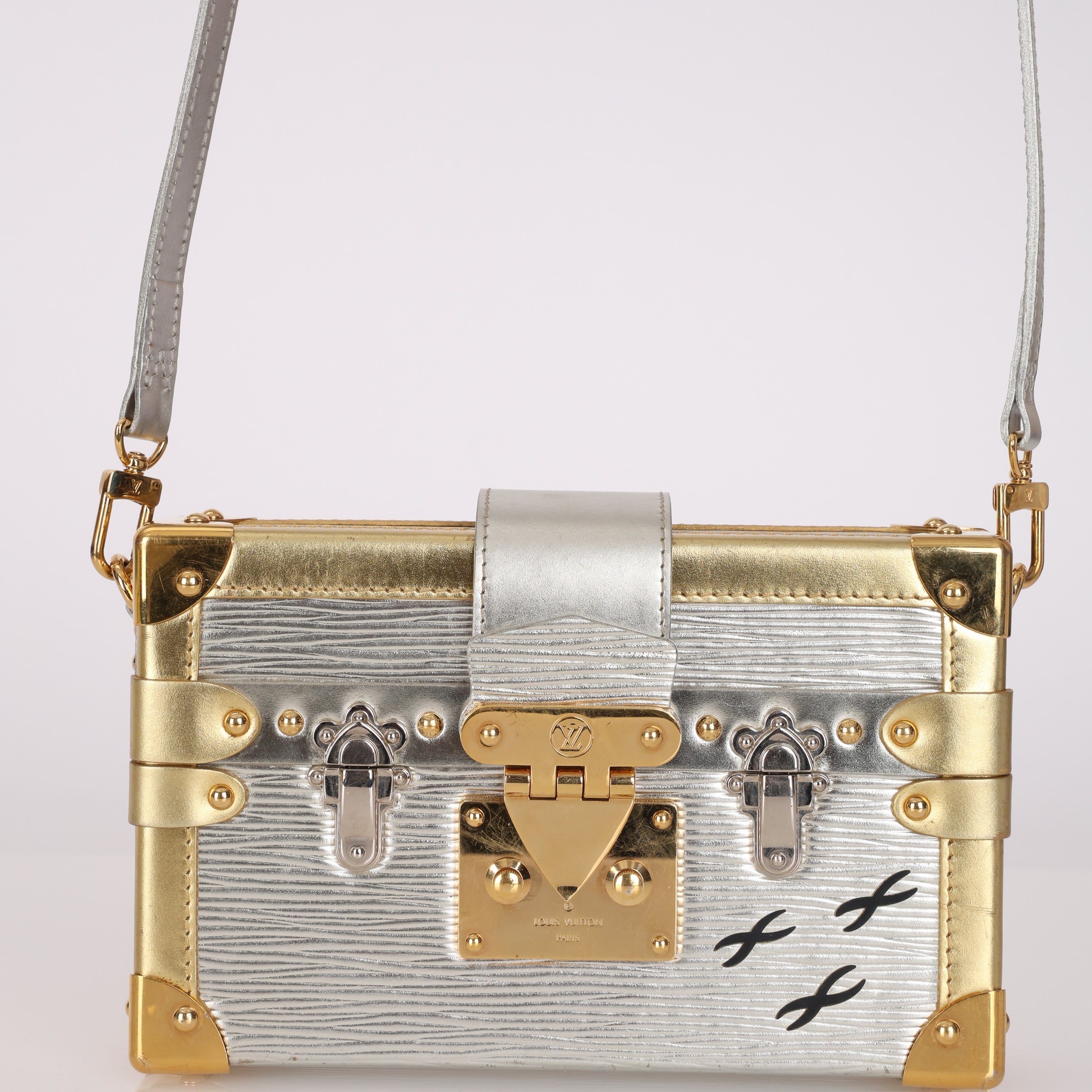 Louis Vuitton Metallic Silver Epi Petite Malle