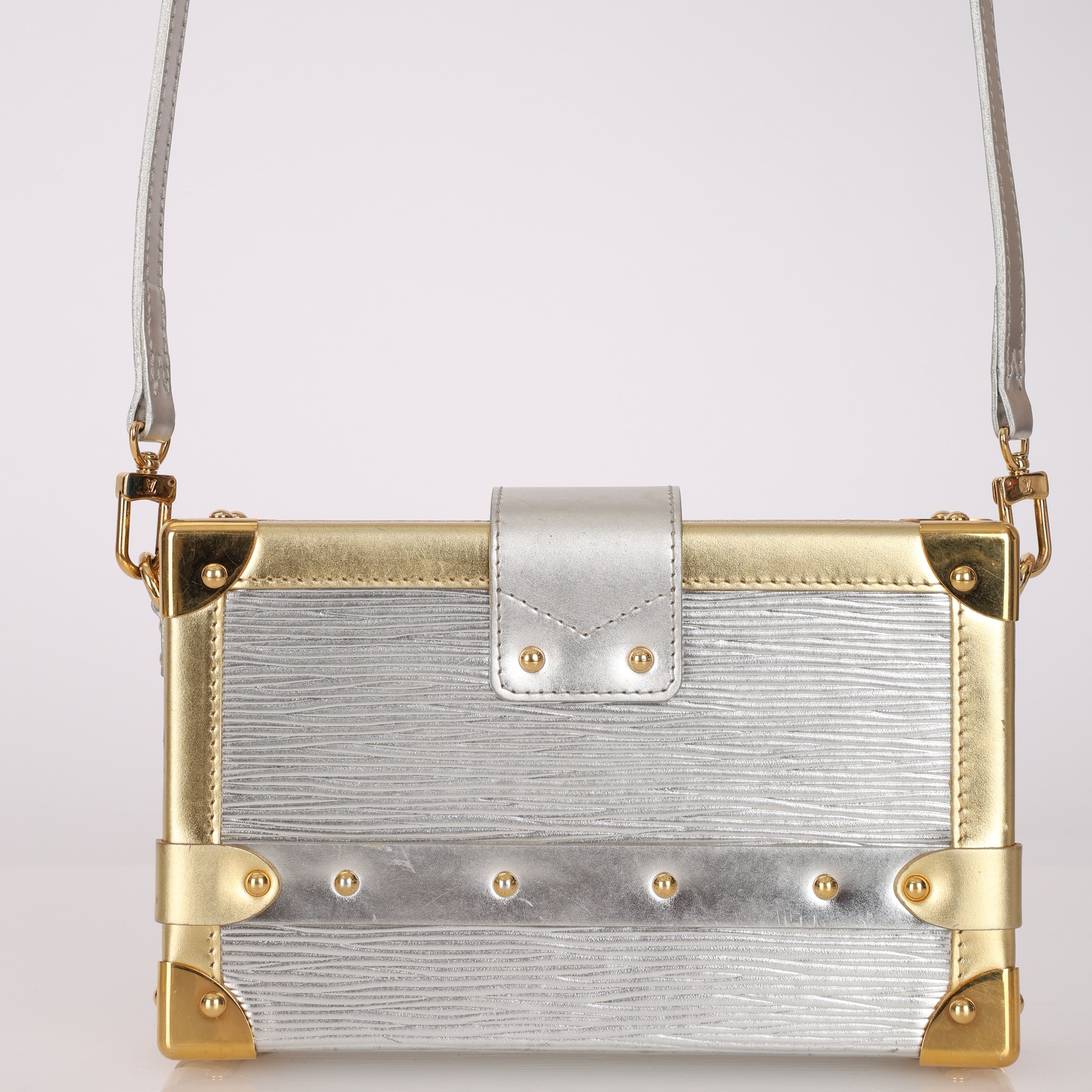 Louis Vuitton Metallic Silver Epi Petite Malle
