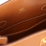 Hermès 1987 Gold Courchevel Kelly Sport 20 GHW