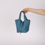 Hermès 2013 Bleu Jean Clemence Picotin 18 PHW