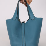 Hermès 2013 Bleu Jean Clemence Picotin 18 PHW