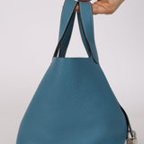 Hermès 2013 Bleu Jean Clemence Picotin 18 PHW