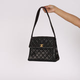 Chanel Turnlock Kelly Shoulder Bag Black Lambskin 1997 24K GP