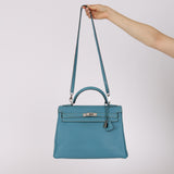 Hermès 2006 Bleu Jean Togo Kelly 32 Retourne PHW