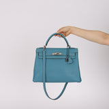 Hermès 2006 Bleu Jean Togo Kelly 32 Retourne PHW