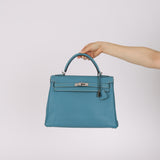 Hermès 2006 Bleu Jean Togo Kelly 32 Retourne PHW
