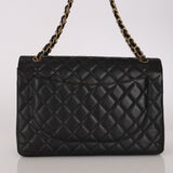 Chanel Turnlock Maxi Classic Single Flap Black Caviar 2010 GHW