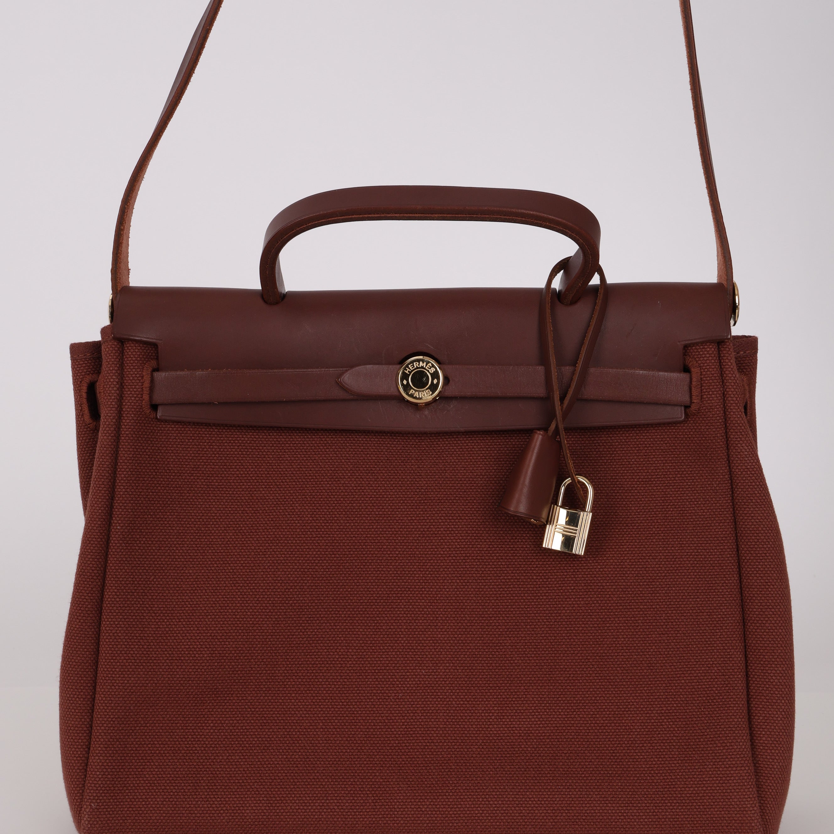 Hermès 2001 Rouge H Toile Officier and Vache Hunter Herbag 31 GHW