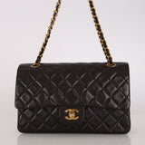Chanel Medium Classic Double Flap Black Lambskin 1993 24K GP