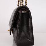 Chanel Medium Classic Double Flap Black Lambskin 1993 24K GP