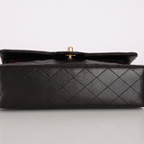 Chanel Medium Classic Double Flap Black Lambskin 1993 24K GP