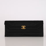 Chanel Turnlock Grosgrain Black Satin 1990s 24K GP
