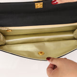 Chanel Turnlock Grosgrain Black Satin 1990s 24K GP