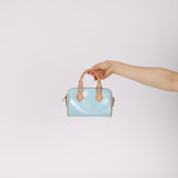 Rare Louis Vuitton 2024 Sky Blue Vernis Monogram Speedy Nano Bag