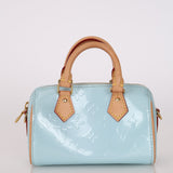 Rare Louis Vuitton 2024 Sky Blue Vernis Monogram Speedy Nano Bag
