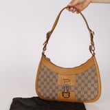 Gucci Tan GG Canvas Shoulder Hobo Bag