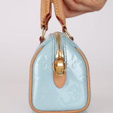 Rare Louis Vuitton 2024 Sky Blue Vernis Monogram Speedy Nano Bag