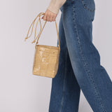 Bottega Veneta Porridge Gloss Croc Embossed Mini Cassette Bucket Bag