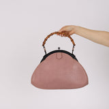 Gucci Mauve Bison Bamboo Pagoda Frame Bag