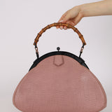 Gucci Mauve Bison Bamboo Pagoda Frame Bag