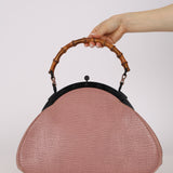 Gucci Mauve Bison Bamboo Pagoda Frame Bag