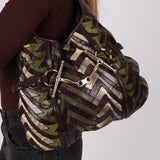 Limited Edition Gucci 85th Anniversary Multicolor Python Chevron Quilted XL Horsebit Hobo