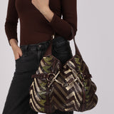 Limited Edition Gucci 85th Anniversary Multicolor Python Chevron Quilted XL Horsebit Hobo