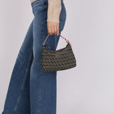 Fendi Charcoal and Coral Zucchino Mini Pochette