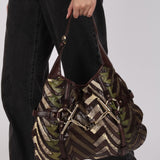 Limited Edition Gucci 85th Anniversary Multicolor Python Chevron Quilted XL Horsebit Hobo