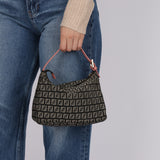 Fendi Charcoal and Coral Zucchino Mini Pochette
