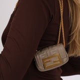 Fendi Beige Embossed Zucca Nano Baguette